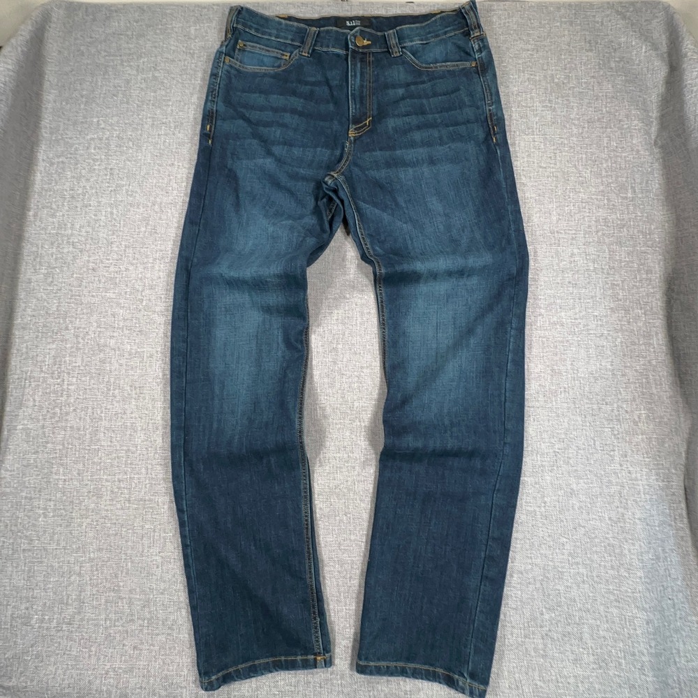 5.11 Tactical Straight Fit Defender-Flex Jeans Mens 36x36 (Fits 36x35) Dark Wash